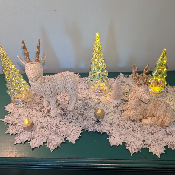 Cody Foster Retro Iridescent Christmas Trees Set of 2 Battery Lighted Glass - Picture 5 of 11